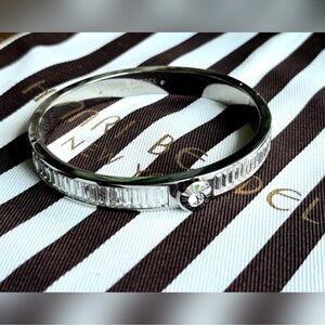 Henri Bendel Silver And Pave Crystal Bangle Bracelet NWT
